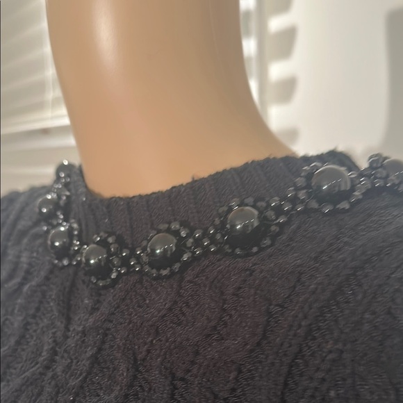 Zara Women's Black Knit Beaded Pullover - Picture 5 of 6